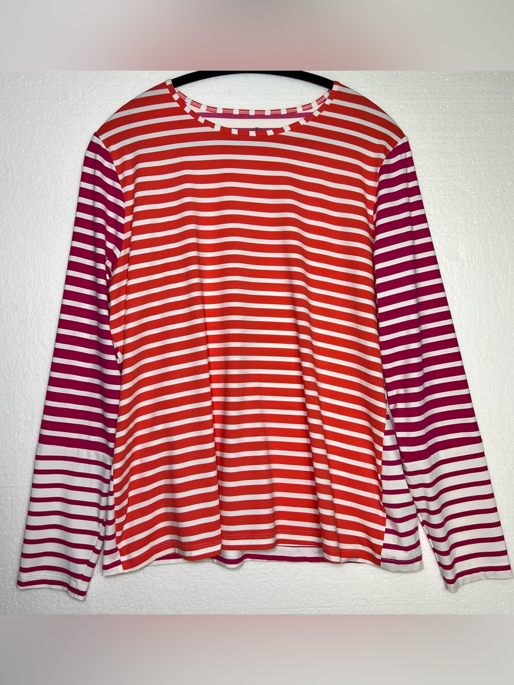Lands End Long Sleeve Striped Shirt  cool feel Top Stretchy size XL